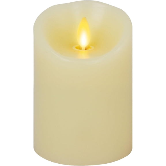 Pre-Owned Luminara - Ivory Flameless Candle Pillar - Scallop Top Unscented - 4.0" x 5.3"
