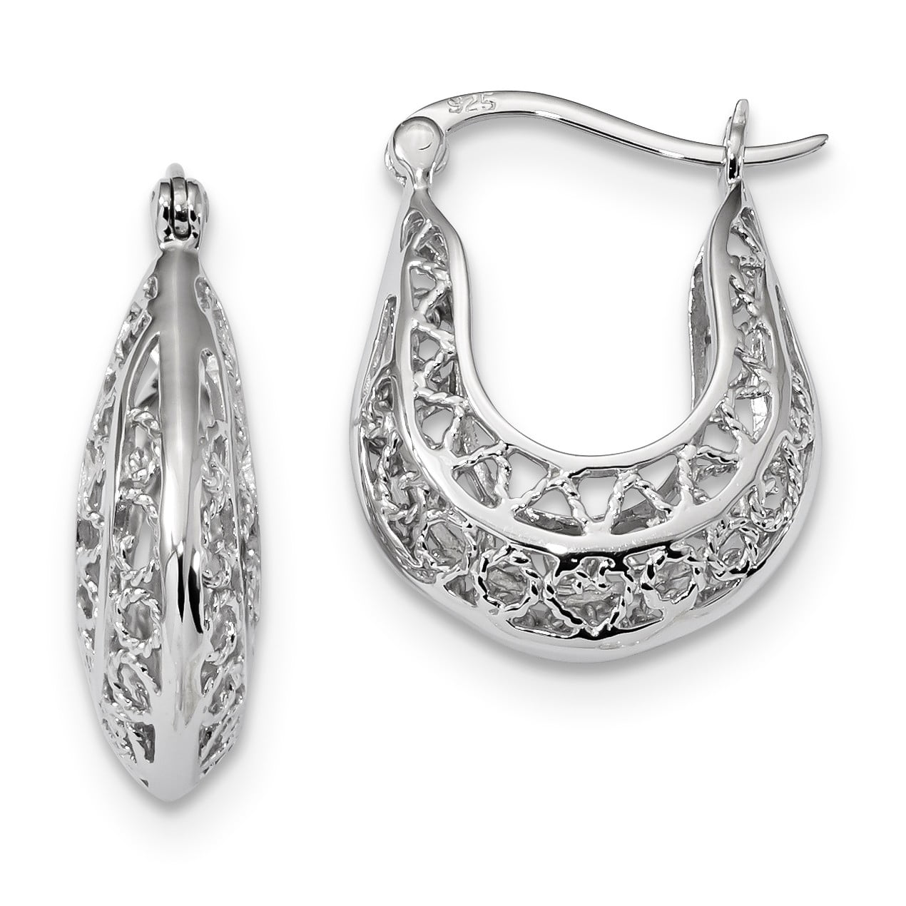 Bonyak Jewelry Sterling Silver Rhodiumplated Polished Filigree Hoop