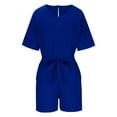 thumbnail image 6 of ZZwxWA Womens Summer Shorts Rompers Batwing Sleeve Loose V Neck Solid Color Casual Short Jumpsuits with Belt Ladies Casual Pants, 6 of 7