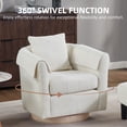 thumbnail image 4 of Lisonu Chenille Swivel Accent Chair with Ottoman Set, 360° Rotation Barrel Armchair with Removable Pillow, White, 4 of 7