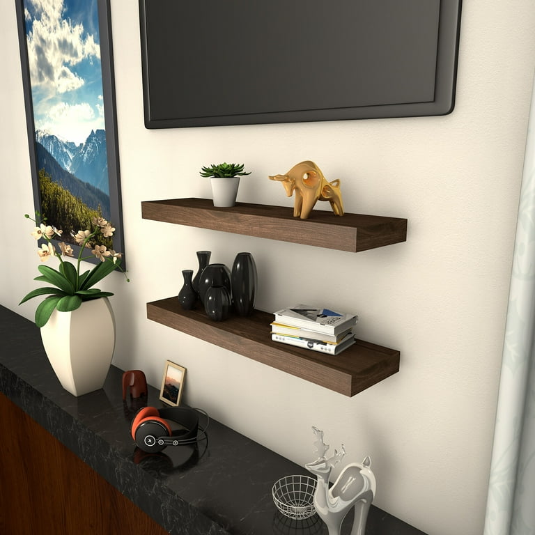 OVERDRIVE Shelves for Wall Floating Shelves Set of 2 Oak Solid