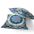 thumbnail image 3 of Set of Two 16" X 16" Blue and Green Blown Seam Floral Indoor Outdoor Throw Pillow, 3 of 5
