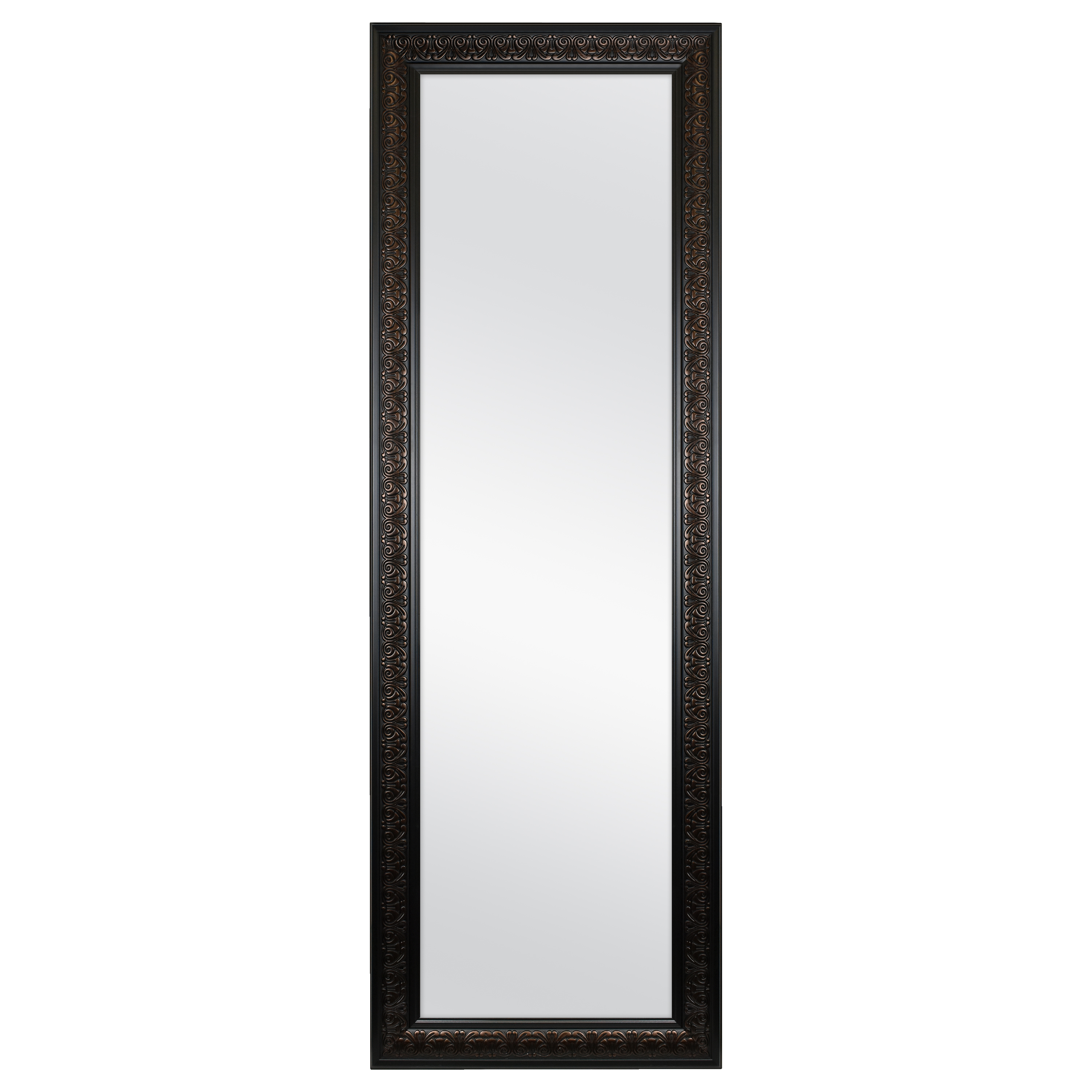 Ornate TwoTone OvertheDoor Framed Mirror, Bronze, 19" X 55" by