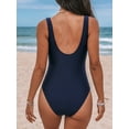 thumbnail image 2 of CUPSHE Women's One Piece Swimsuit Bathing Suit Scoop Neck U Back Color Block Athletic Modest Swimwear, 2 of 5