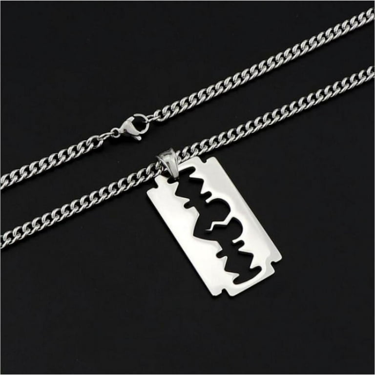 Razor blade shop heart necklace
