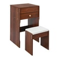 thumbnail image 6 of Black Walnut Density Board 15.8x14.8x28.4 Inch Flip Dressing Table With Mirror Mini Storage Dressing Table, 6 of 10
