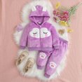thumbnail image 2 of Futezty Baby Toddler Girls Fleece Lined Jacked Hoodie Pants Outfit Fall Winter Warm Clothes Two Piece Set 3M-3T, 2 of 7