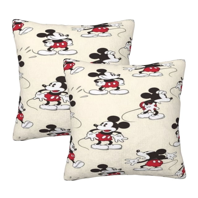 Fundas de almohada de Mickey Mouse, paquete de 2 fundas de almohada para sofá cama, sala de estar, 18" x 18"