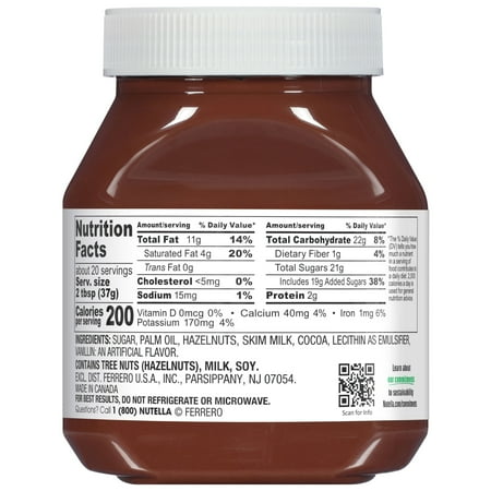 Nutella Hazelnut Spread with Cocoa for Breakfast, 26.5 oz Jar