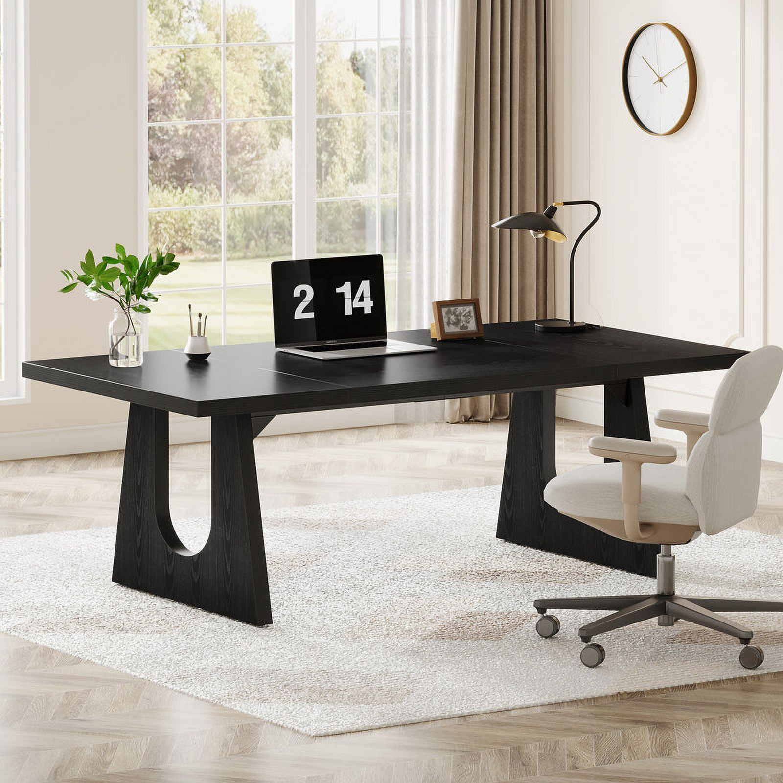 Tribesigns 70.9-Inch Executive Desk, Computer Office Desk, Modern Simple Desk with Large Desktop, Writing Desk Workstation Business Furniture for Home Office, Study, Metal Frame, Black