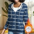 thumbnail image 6 of Htigea Striped Hoodies for Women Full Zip Up Hooded Long Sleeve Trendy Slim Fit Sweatshirts with Pockets Navy S, 6 of 9