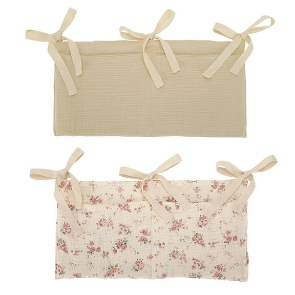 Baby Crib Hanging Storage Bag – Double Pocket Organizer for Toys, Pacifiers, Bottles, Plush Dolls, Stroller & Crib Hanging Cotton Cloth