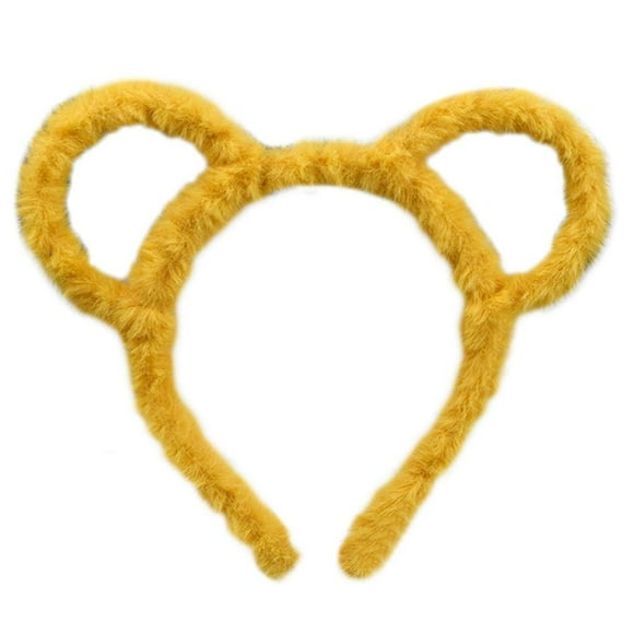 Diadema de felpa amarilla para mujer, diadema redonda con orejas de oso y ratón, aro para el pelo de maquillaje, diademas de moda para mujer