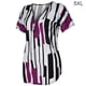 thumbnail image 1 of Sonducket Camiseta de mujer con cuello en V y rayas en la parte de manga corta con cremallera blusa delgada Prendas para la parte del cuerpo Púrpura 5XL, 1 of 5