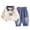 White, variant on mgoYE Toddler Baby Boy Clothes Infant Fall Winter Outfits Striped Waffle Long Sleeve Crewneck Sweatshirts Pants