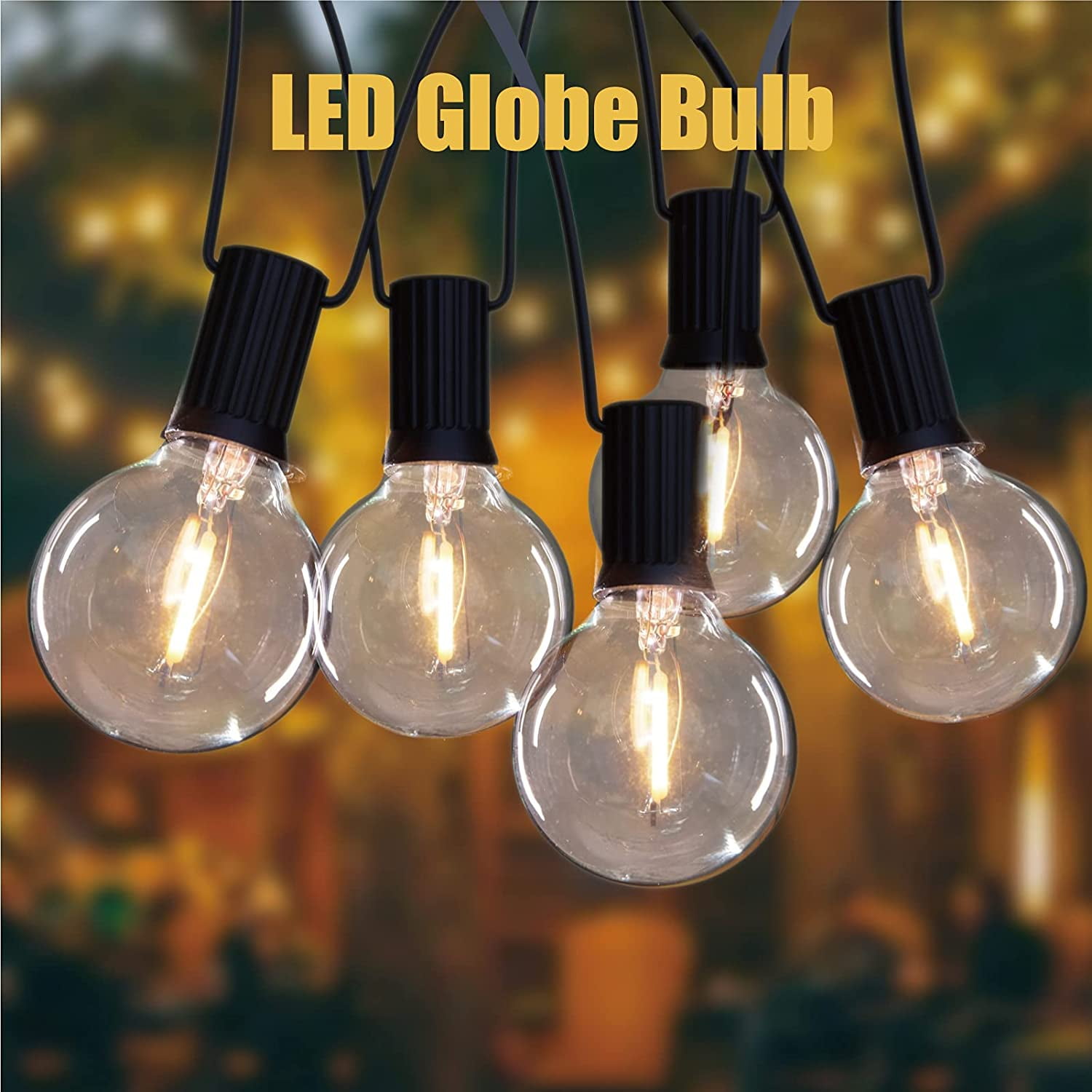 G40 LED Light Bulbs Replacement fits 1W E12 Candelabra Screw Base Sockets, Shatterproof & Waterproof Globe Bulbs for Indoor Outdoor String Light Patio Decor, 1W Per Bulb,2200K Warm White,25 Pack