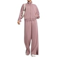 thumbnail image 3 of Chaqueta Deportiva de Larga con Solapa y Cremallera para Mujer, Ideal para Otoño e Invierno Chaqueta Holgada para Yoga Al Aire Libre Rosa S, 3 of 7