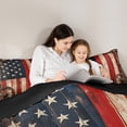 thumbnail image 4 of Homewish Vintage American Flag Bedding Comforter Set 7 Pieces, Old Barn Door Full Bedding Set, Stripes Abstract Ombre Reversible Fitted Sheet Flat Sheet, Breathable Home Decor, 4 of 7