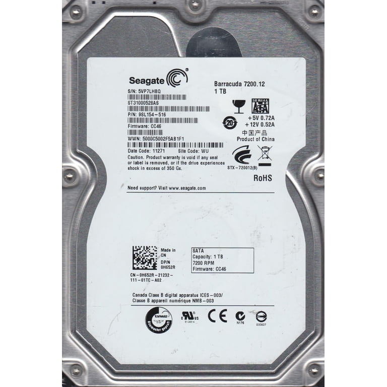 ST31000528AS, 5VP, WU, PN 9SL154-516, FW CC46, Seagate 1TB SATA