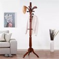 thumbnail image 3 of Wisfor Wooden Coat Rack Stand, Solid Beech Wood Hall Tree with 13 Hooks Height Adjustable Free Standing Entryway Garment Clothes Hanger Rack for Home Office, Stable Tri-Legged Base, 3 of 14
