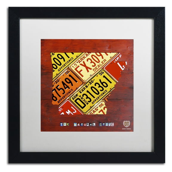 Trademark Fine Art 'Arkansas Map' Canvas Art by Design Turnpike, White Matte, Black Frame