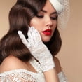 thumbnail image 3 of Guantes de encaje para mujer, guantes de fiesta de té, guantes cortos de cortesía, guantes de novia florales vintage para mujer, cena de boda, 3 of 5