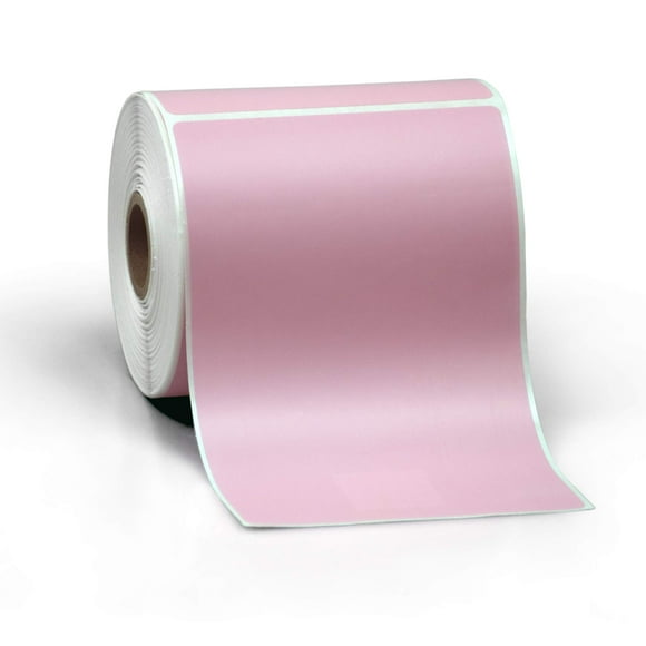 Etiquetas adhesivas perforadas térmicas directas de 4 x 6 pulgadas, 12 rollos, color rosa