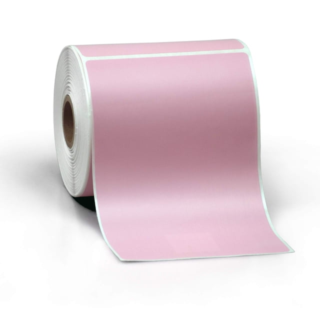 Etiquetas adhesivas perforadas térmicas directas de 4 x 6 pulgadas, 12 rollos, color rosa