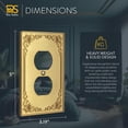 thumbnail image 6 of Rio Salto Palazzo Collection Brushed Brass Gold Duplex Outlet Cover  1-Gang Decorative Baroque Wall Plate, Midsize 3.13 x 5 in Metal Outlet Cover with Matching Screws 4-Pack, 6 of 9