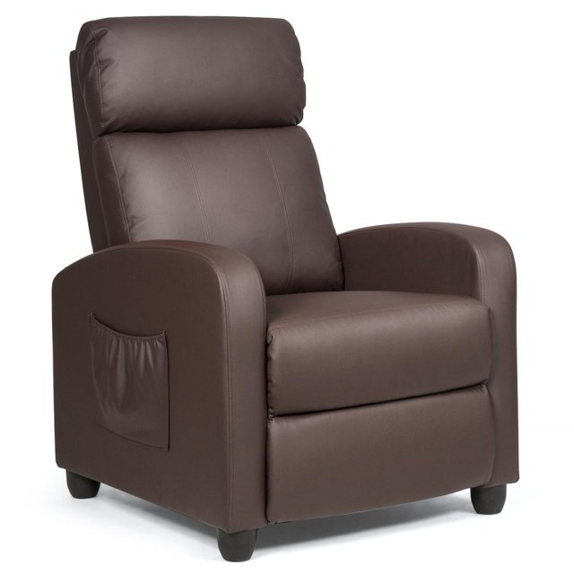 Giantex Fauteuil Inclinable de Massage, Canapé Simple Ergonomique Réglable avec Siège Rembourré, Dossier, Repose-Pieds, Canapé Inclinable avec Télécommande, Fauteuil Inclinable de Massage Moderne pour Salon, Bureau (Café)