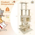 thumbnail image 3 of Costway 64" Tall Cat Tree with 2 Large Condos, Jute Scratching Posts, Plush Top Perch Beige, 3 of 9