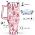 thumbnail image 3 of 40oz Cute Red Strawberry Stainless Steel Flip Straw Tumbler Spill Proof Travel Cup Double Wall Vacuum Insulated Coffee Mug with Top Handle, 3 of 6