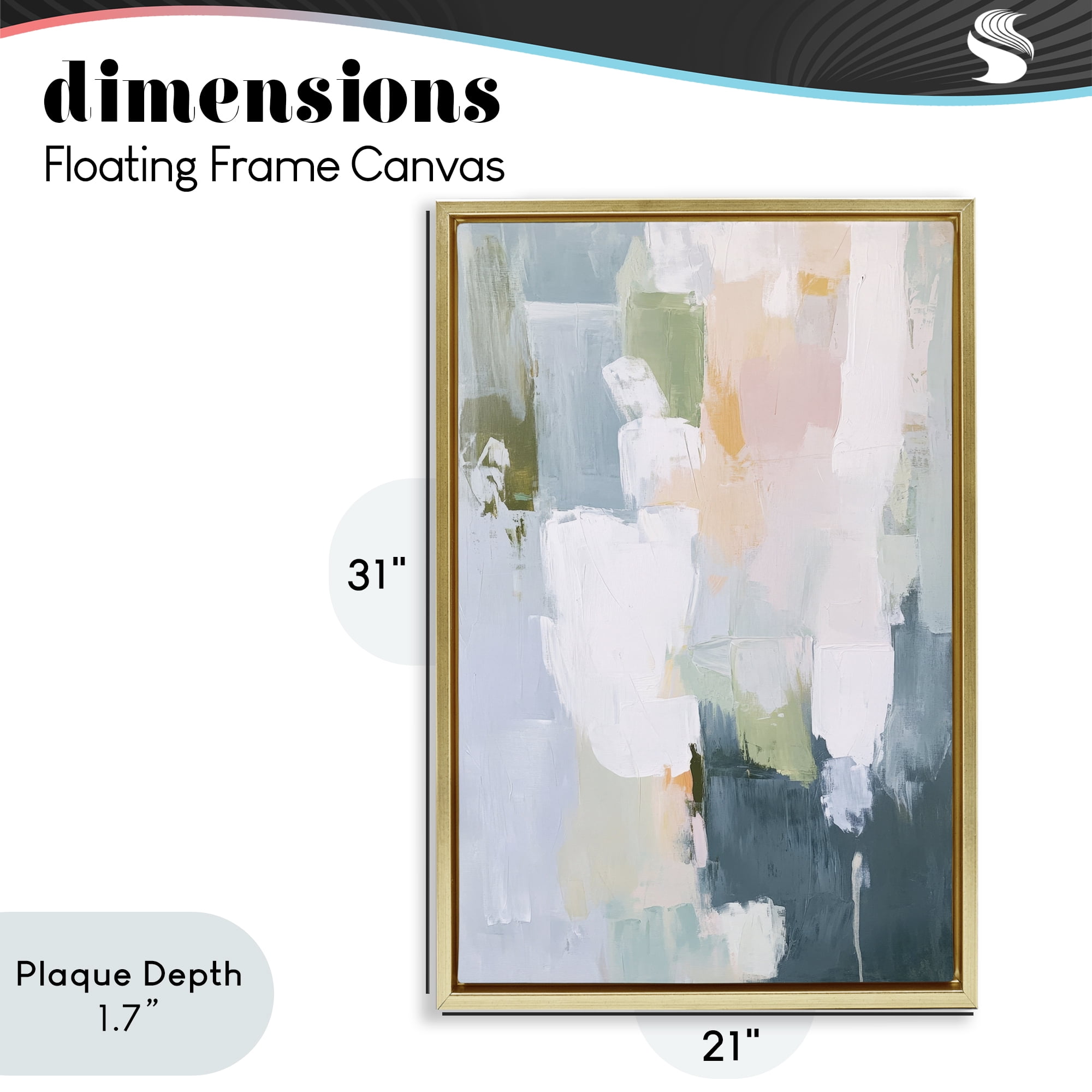 Stupell Industries Abstract Pastel Brushstroke Composition Gold Framed Floater Canvas Wall Art, design by Petal Prints Design
