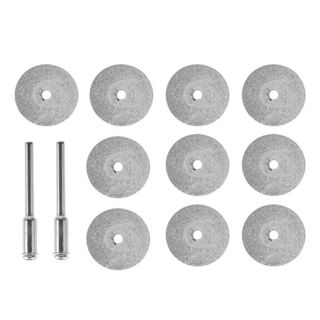 

Tnjskce 10Pcs Cutting Wheel Set Emery Disc Kit Sharp Circular Saw Blade with 2x Rods Professional Rotary Tool Accessories for Gem Ceramic Tile Glass