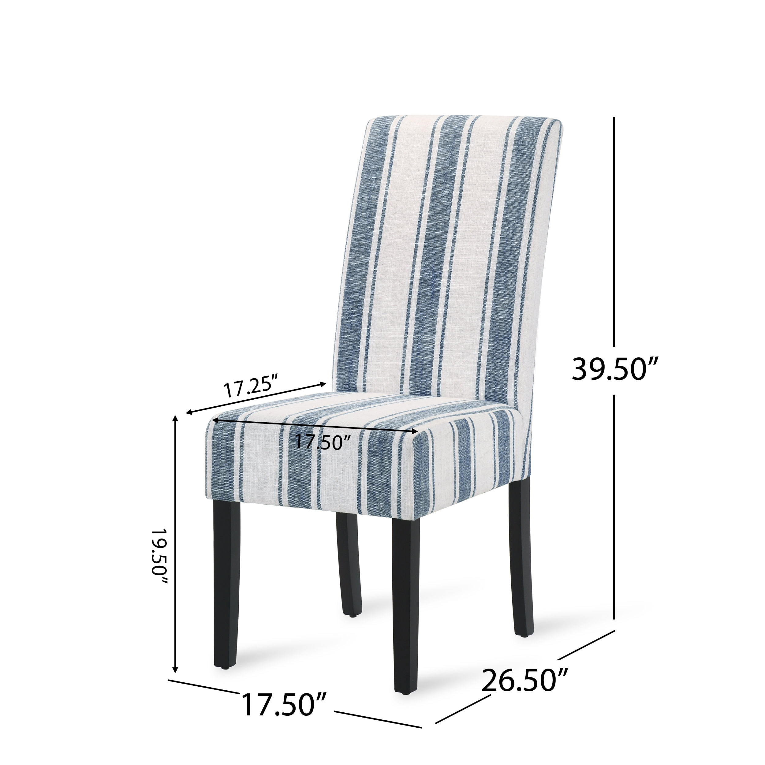 Noble House Asher Fabric Dining Chairs, Set of 2, Dark Blue, Beige, Espresso