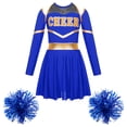 thumbnail image 7 of iiniim Girls Cheerleading Dance Long Sleeve Dress with Flower Balls Stage Performance Royal Blue 16, 7 of 7