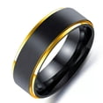 thumbnail image 3 of 8mm Mens Black Brushed Gold Bands Stainless Steel Male Engagement Ring Size 7-12, 3 of 3