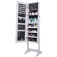 thumbnail image 2 of Oumilen Jewelry Cabinet Standing Lockable Makeup Armoire with Full-Length Mirror, White, 2 of 6