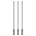 thumbnail image 1 of Uxcell 3pcs Punta de destornillador Torx T20 1/4" Vástago hexagonal 6" (150mm) Largo Magnético Sin Punta de Agujero 6 Puntos Estrella, 1 of 7