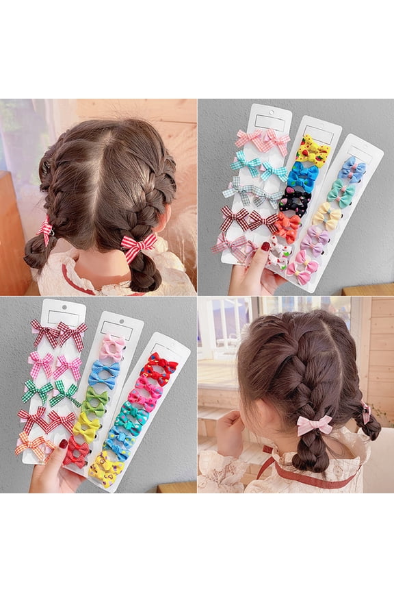 10Pcs/Set Cute Solid Color Mixed Snap Hair Clip Hair Pin Matte Bowknot Barrette