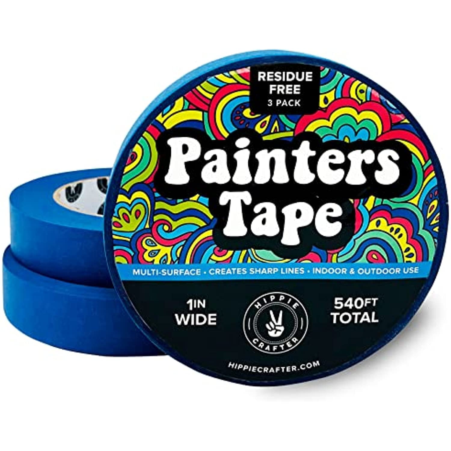 Blue Painters Tape 3 Pack Blue Tape for Painting 1" Thick x 60 YDS