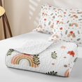 thumbnail image 4 of Manfei Boho Rainbow Quilt King, Floral Leaf Plant King Coverlet Set, White, 3pcs, 1 Bedspread and 2 Pillowcases, 4 of 7