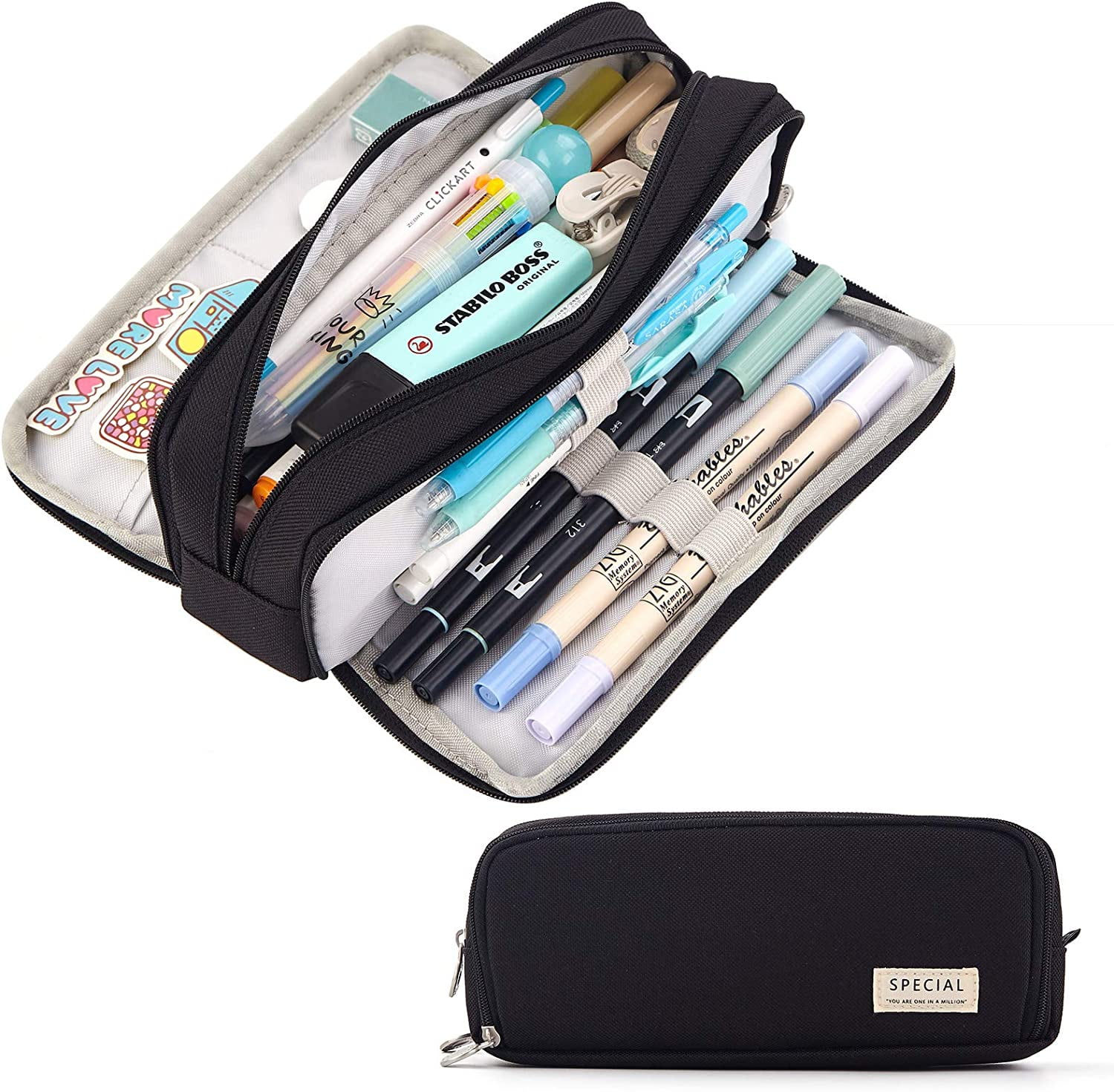 Color You 72 Colored Pencil Case Holder 3-Layer Artist Bag with Black 