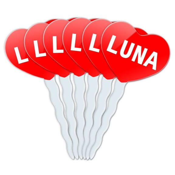 Luna Heart Love Cupcake Picks Toppers - Set of 6