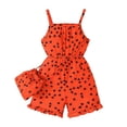 thumbnail image 3 of WERYOUNG Girl's Rompers Sleeveless Square Collar Heart Print Kids Playwear Suspenders Onesie With Matching Bag Outdoor Activities Stylish Comfortable Romper, 3 of 5