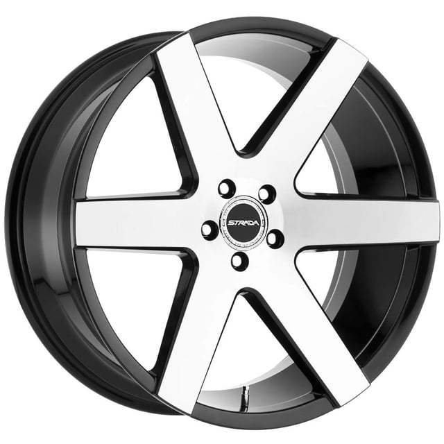 STRADA CODA Custom Wheel - 20x8.5, 35 Offset, 5x114.3 Bolt Pattern, 72.6mm Hub - Gloss Black with Machined Face Rim