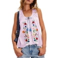 thumbnail image 3 of Women 'S Tie Front Tank Top Y2k Floral Babydoll Crop Vest Going Out Camisole Blouse Shirt Pink XS, 3 of 8