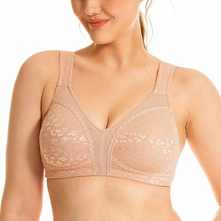 

Deyllo Women s Wirefree Non Padded Plus Size Full Coverage Minimizer Bra Pink 38B