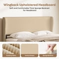thumbnail image 4 of Bestier Queen Bed Frame with Wingback Headboard, Corduroy Upholstered Platform Bed with Wood Slats, No Box Spring Needed, Taupe, 4 of 10