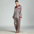 thumbnail image 4 of Wehilion Men's Silk Pajamas Set Casual Print Home Service Two-Piece Set, 4 of 5